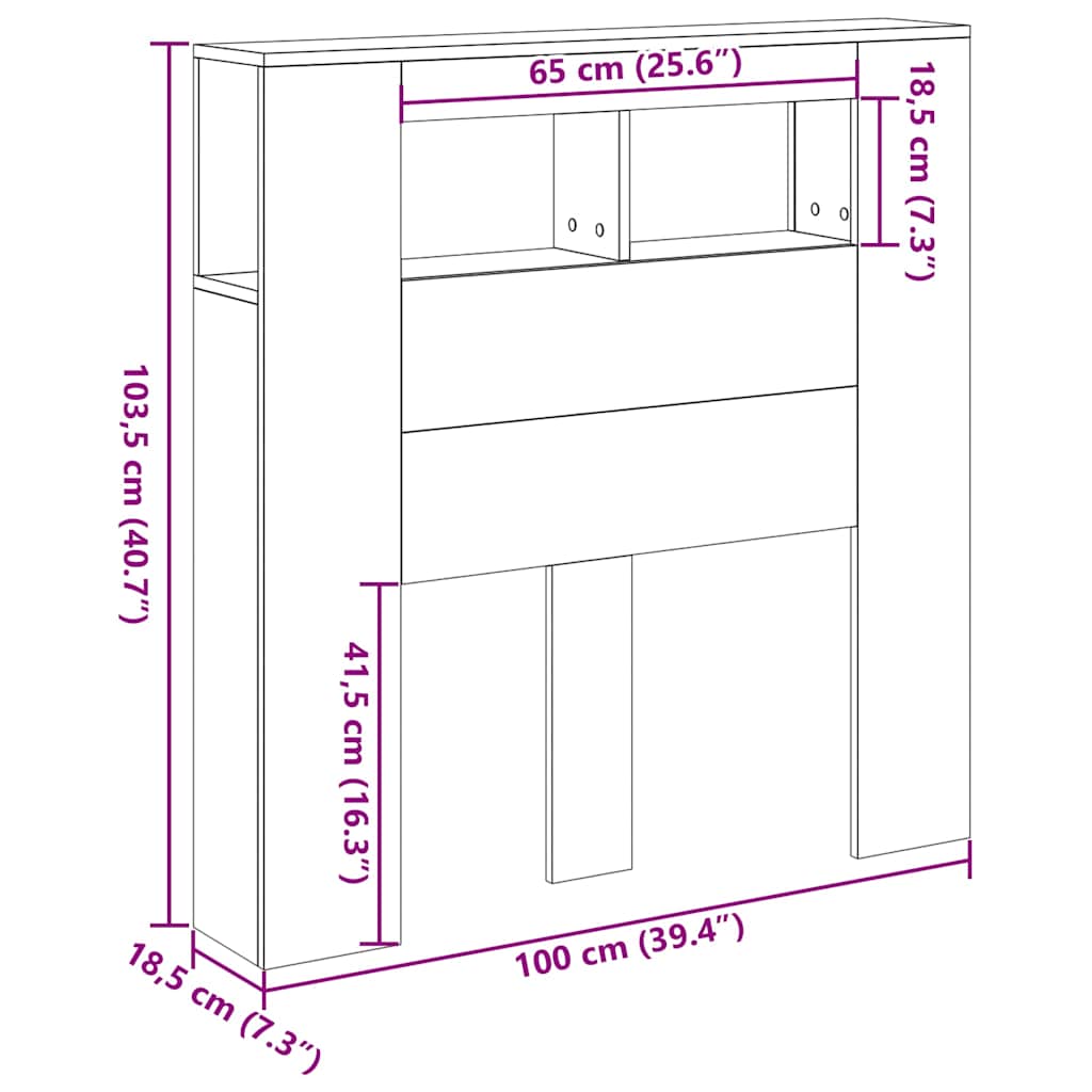 LED uzglavlje staro drvo 100x18,5x103,5 cm izrađeno drvo