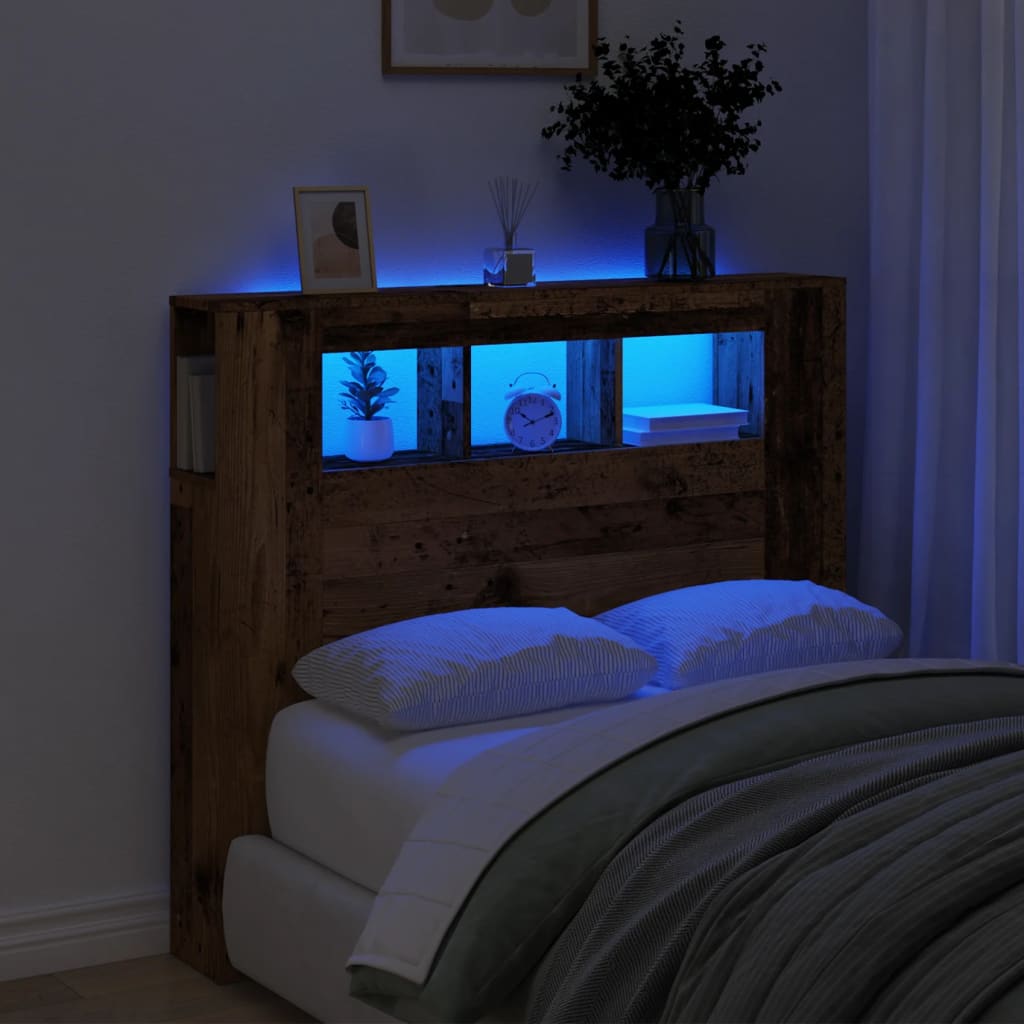 LED uzglavlje boja drva 120x18,5x103,5 cm konstruirano drvo
