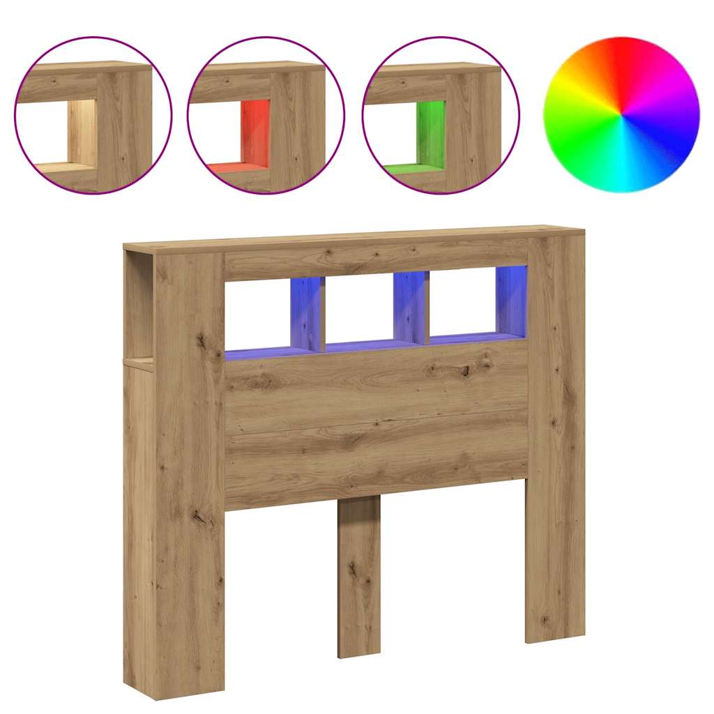 LED uzglavlje boja hrasta artisan 120x18,5x103,5 cm drveni