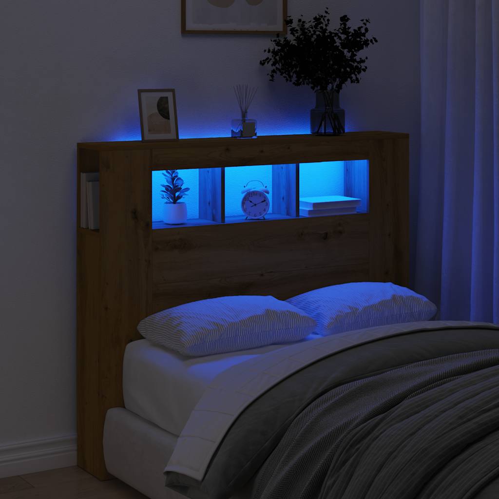 LED uzglavlje boja hrasta artisan 120x18,5x103,5 cm drveni