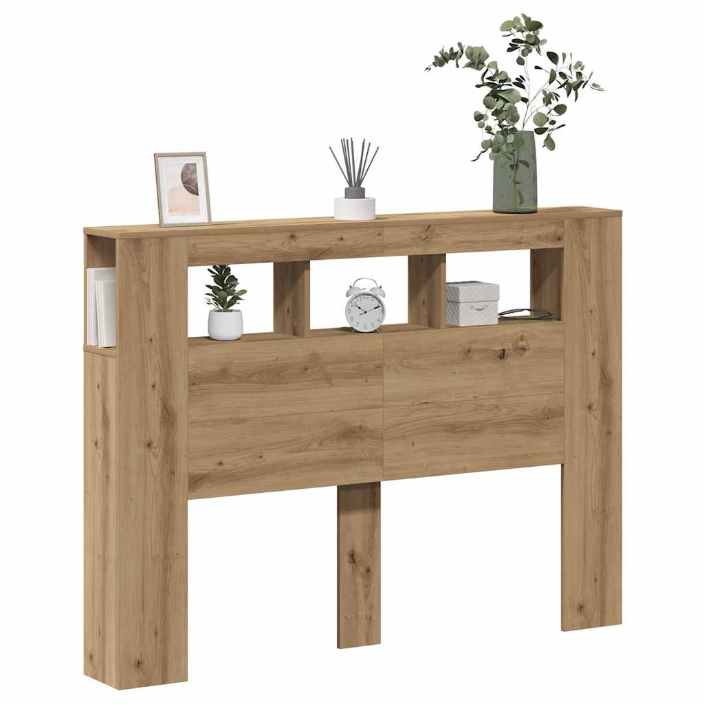 LED uzglavlje boja hrasta artisan 140x18,5x103,5 cm drveni