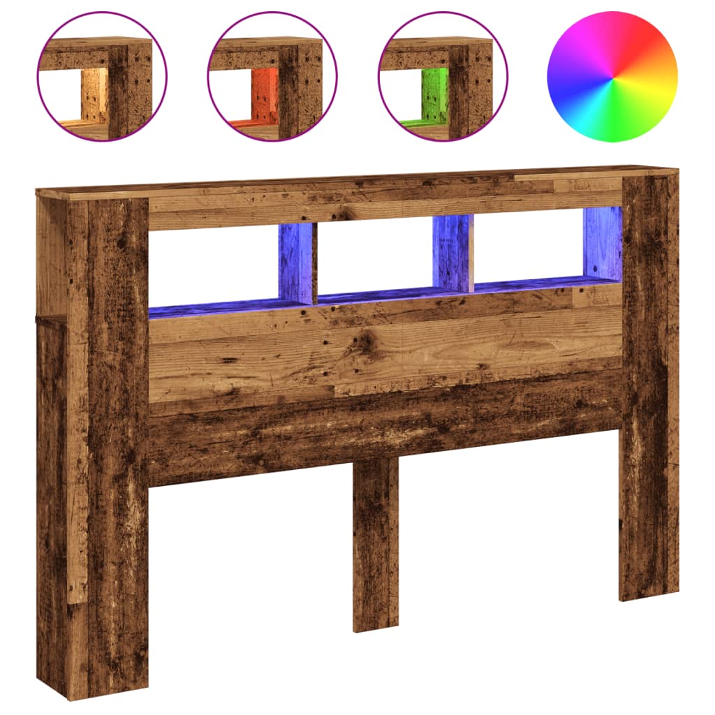 LED uzglavlje boja drva 160x18,5x103,5 cm konstruirano drvo