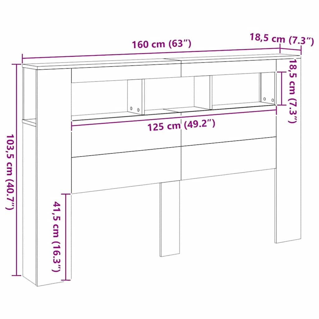 LED uzglavlje boja hrasta artisan 160x18,5x103,5 cm drveni