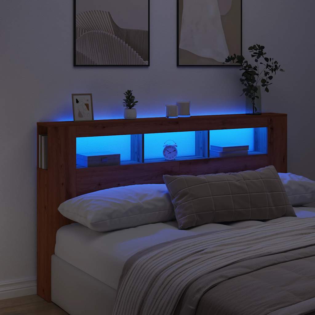 LED uzglavlje boja hrasta artisan 180x18,5x103,5 cm drveni