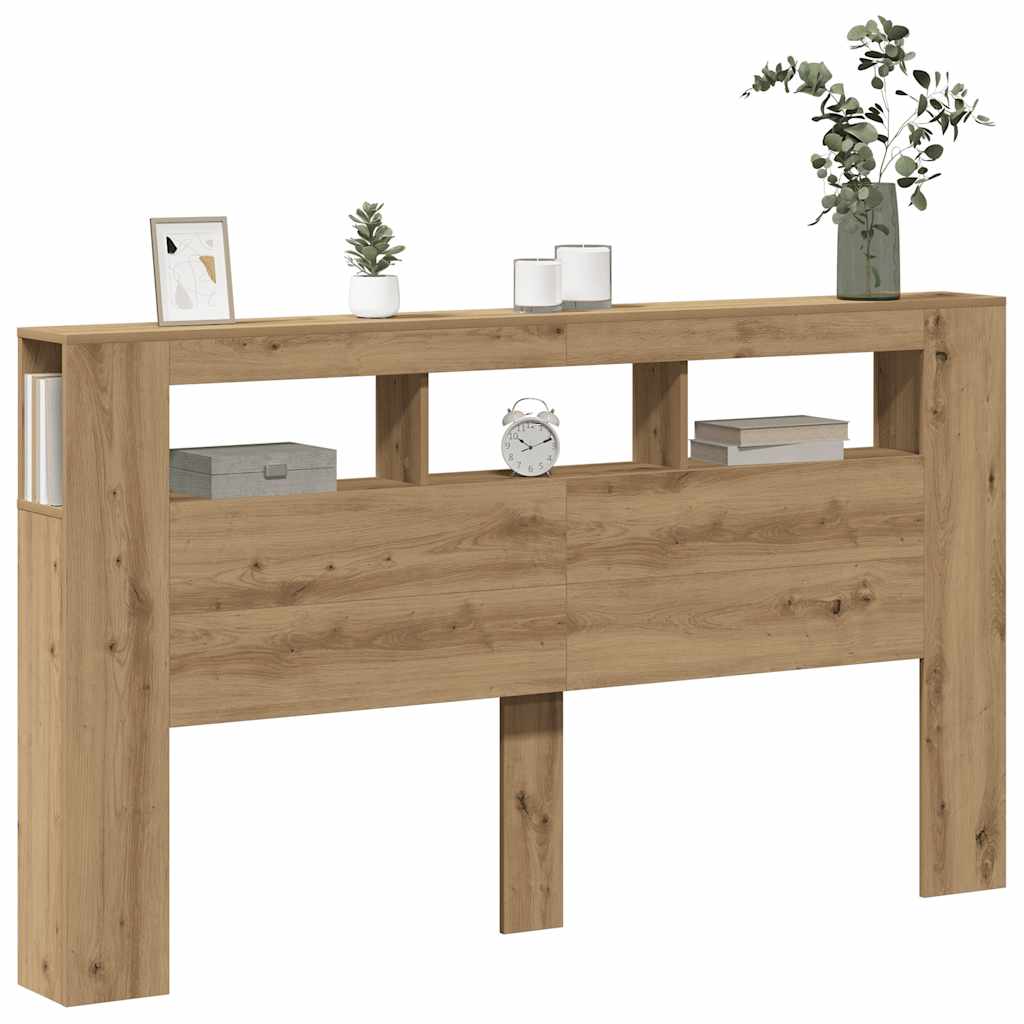 LED uzglavlje boja hrasta artisan 180x18,5x103,5 cm drveni