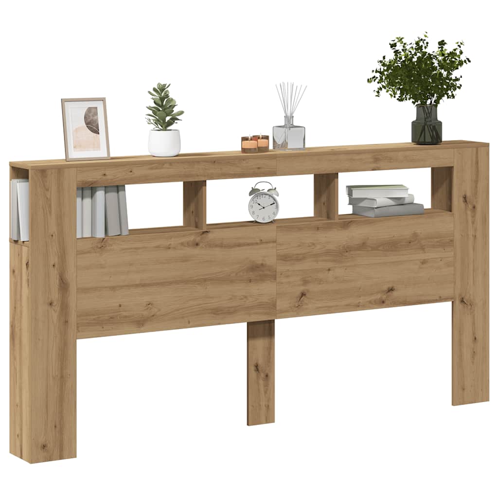 LED uzglavlje boja hrasta artisan 200x18,5x103,5 cm drveni