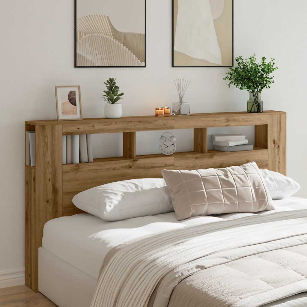 LED uzglavlje boja hrasta artisan 200x18,5x103,5 cm drveni