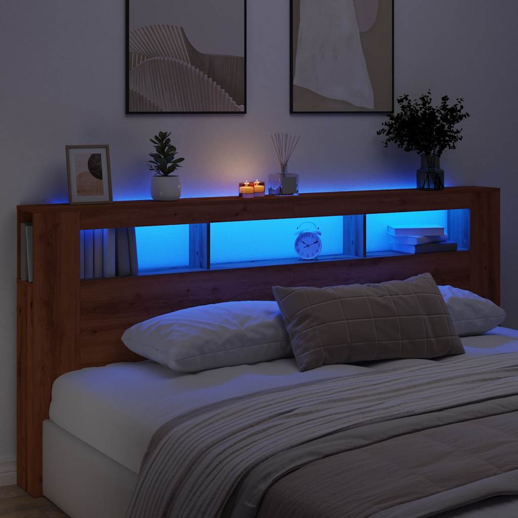 LED uzglavlje boja hrasta artisan 220x18,5x103,5 cm drveni