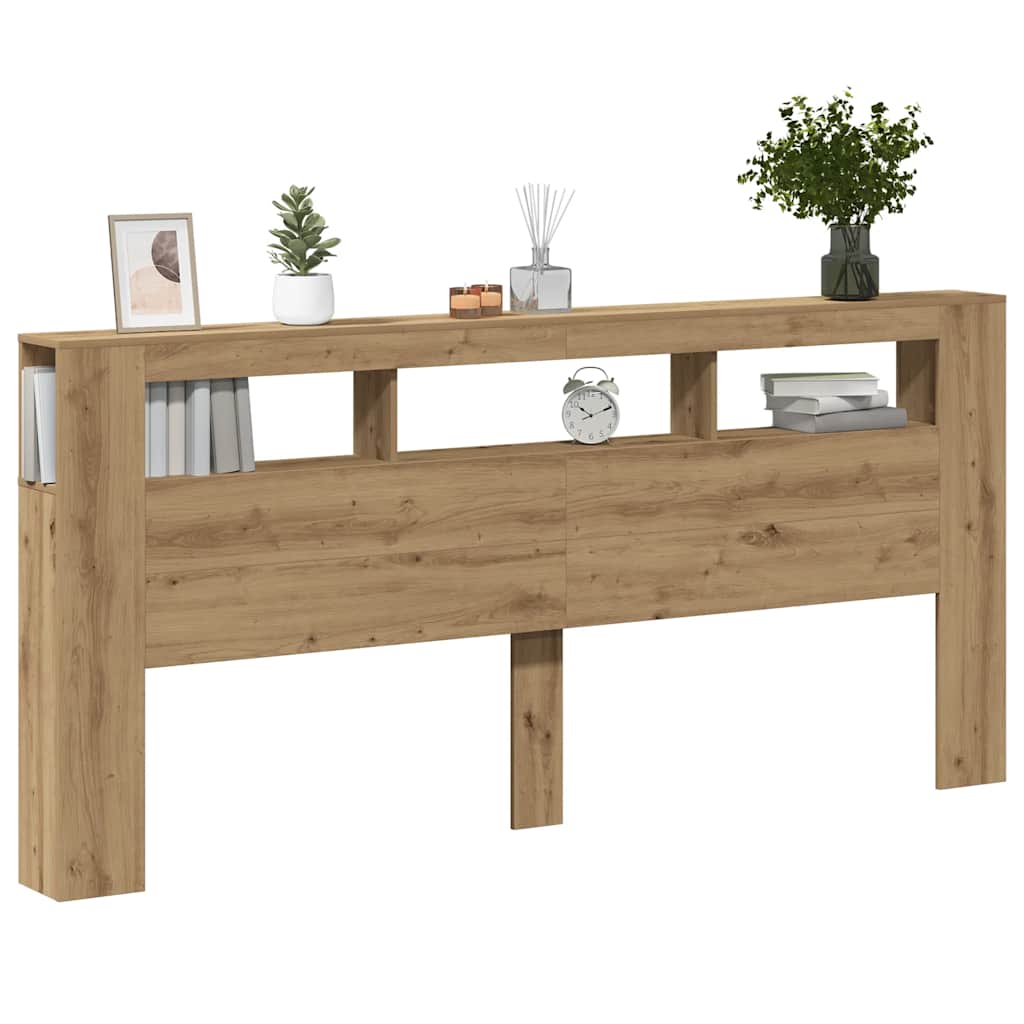 LED uzglavlje boja hrasta artisan 220x18,5x103,5 cm drveni