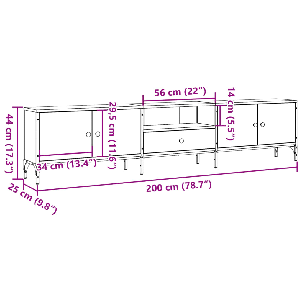TV ormarić s ladicom boja drva 200x25x44 cm konstruirano drvo
