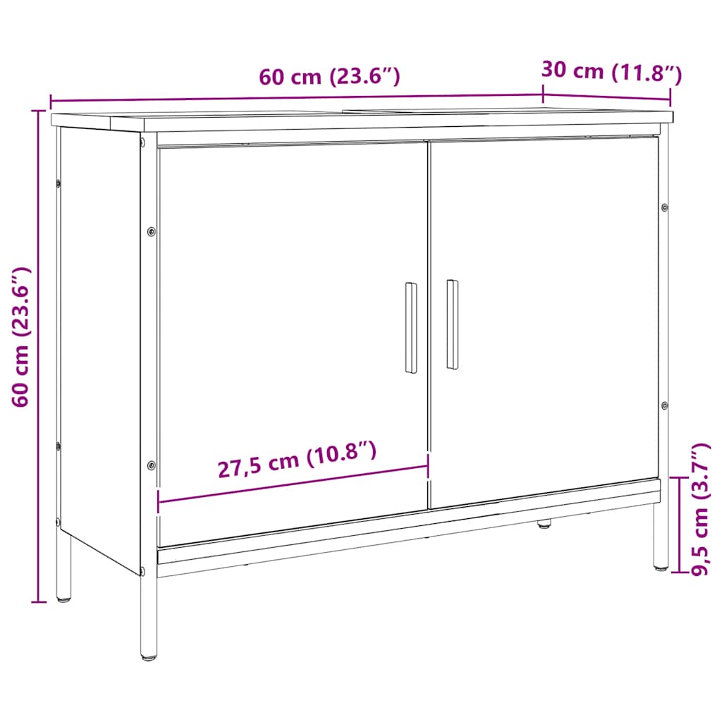 Ormarić za umivaonik boja hrasta artisan 60x30x60 cm drveni