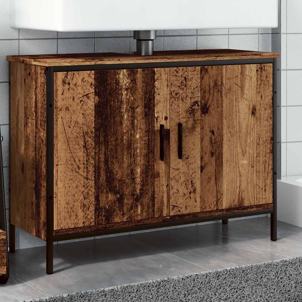 Ormarić za umivaonik boja drva 80 x 30 x 60cm konstruirano drvo
