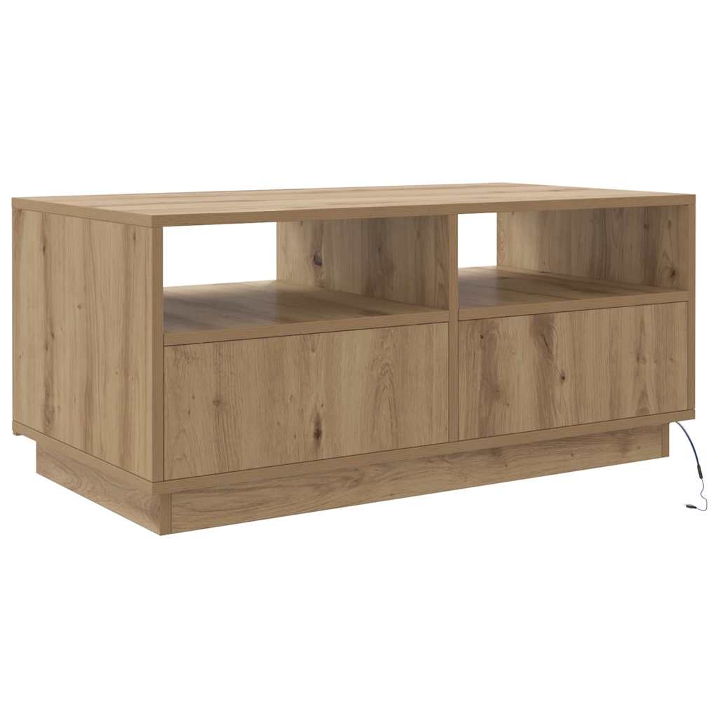 Stolić za kavu s LED svjetlima boja hrasta artisan 90x49x40 cm