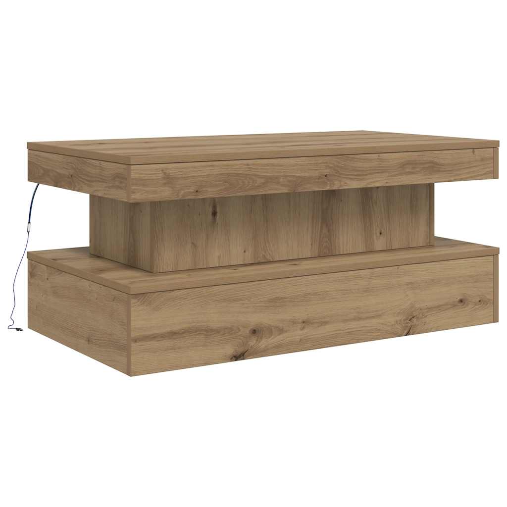 Stolić za kavu s LED svjetlima boja hrasta artisan 50x50x40 cm