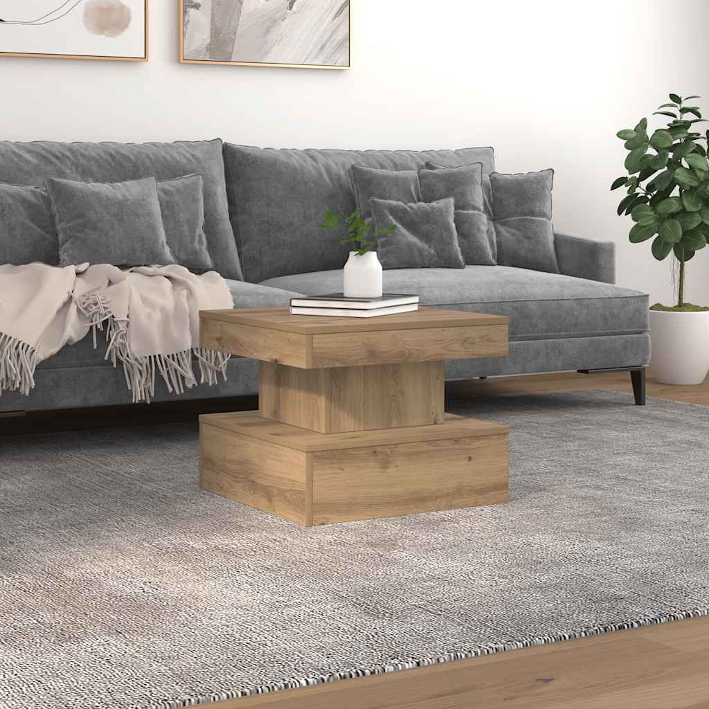 Stolić za kavu s LED svjetlima boja hrasta artisan 50x50x40 cm