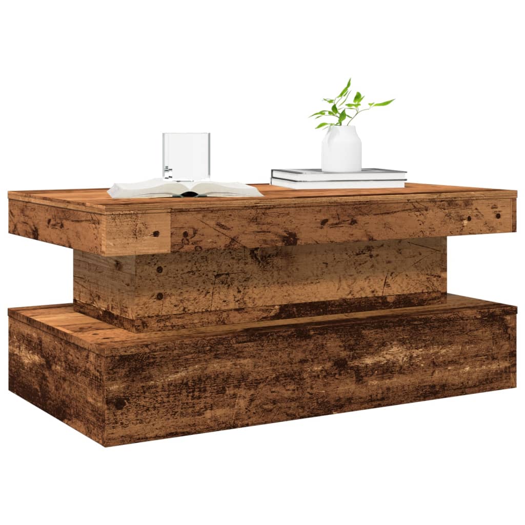 Stolić za kavu s LED svjetlima boja starog drva 90 x 50 x 40 cm