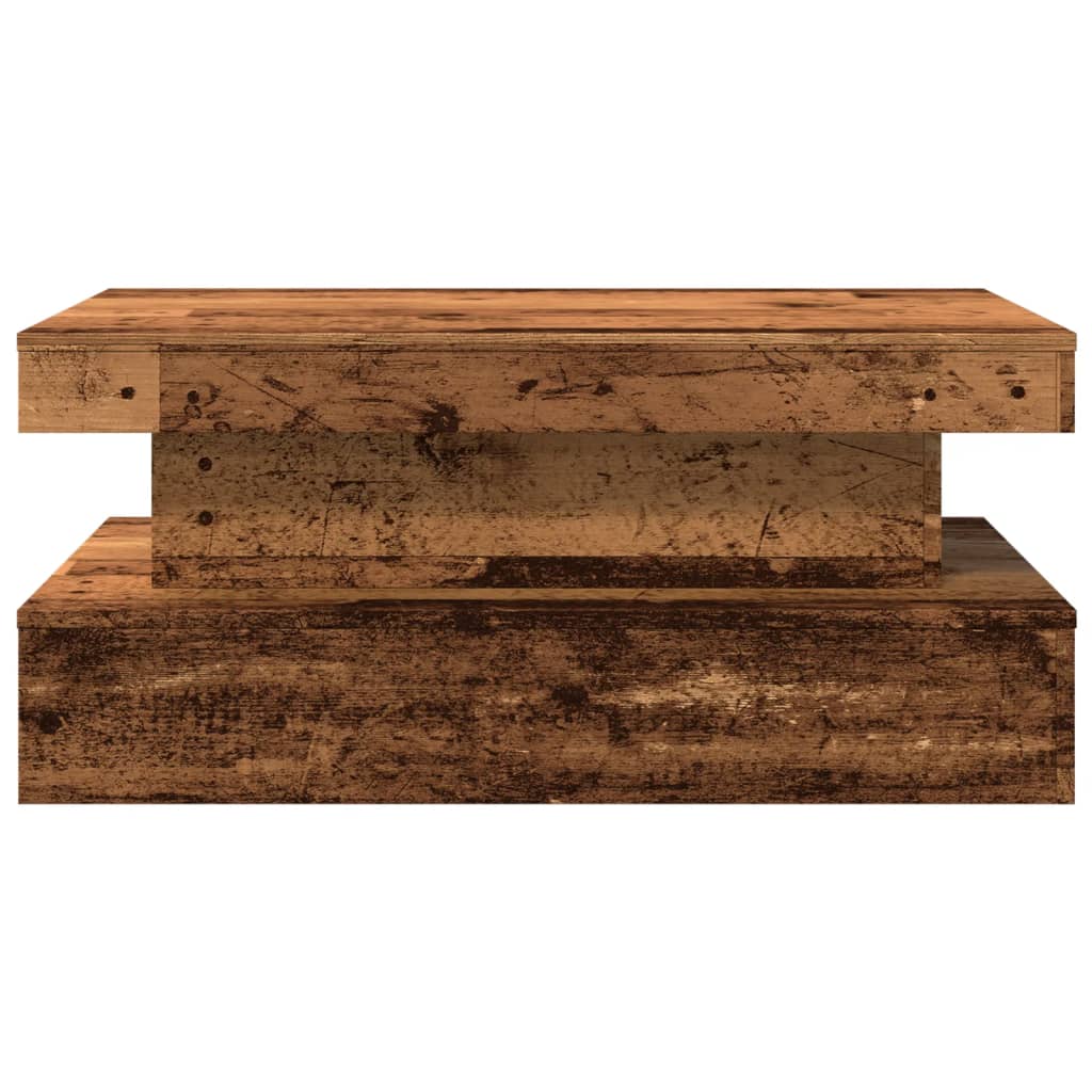 Stolić za kavu s LED svjetlima boja starog drva 90 x 50 x 40 cm