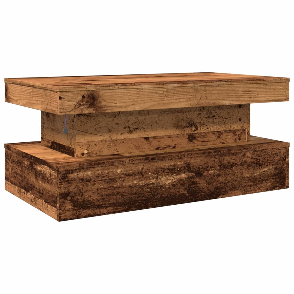 Stolić za kavu s LED svjetlima boja starog drva 90 x 50 x 40 cm