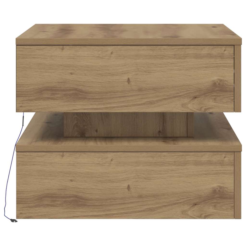 Stolić za kavu s LED svjetlima boja hrasta artisan 50x50x40 cm