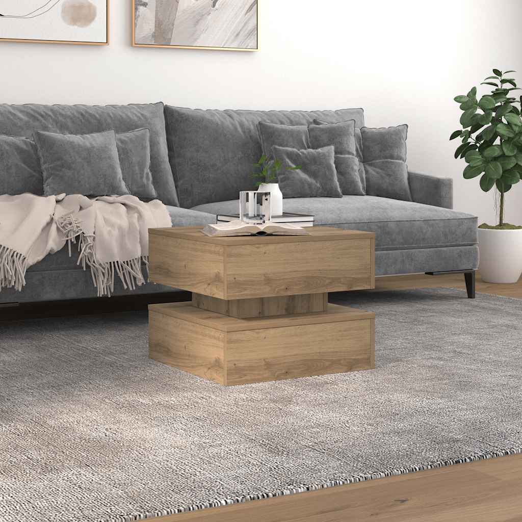 Stolić za kavu s LED svjetlima boja hrasta artisan 50x50x40 cm