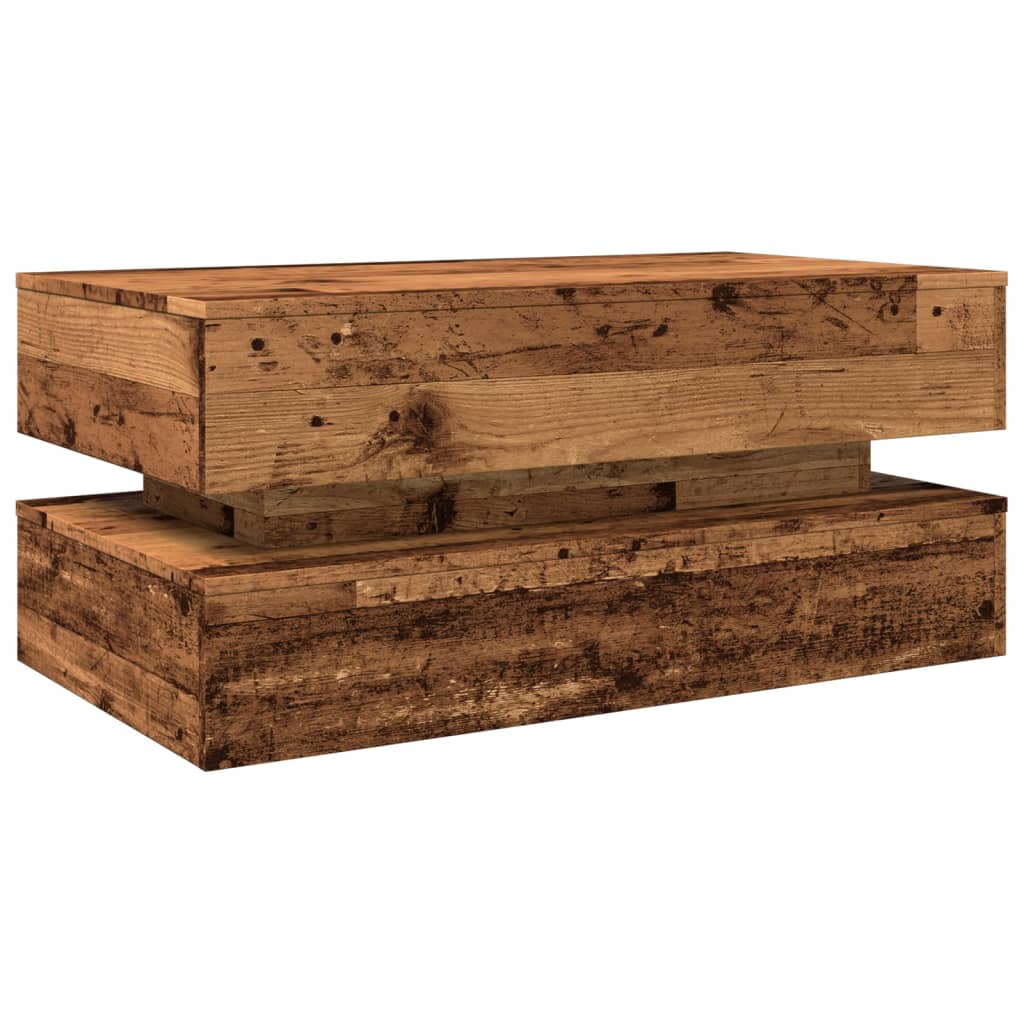 Stolić za kavu s LED svjetlima boja starog drva 90 x 50 x 40 cm