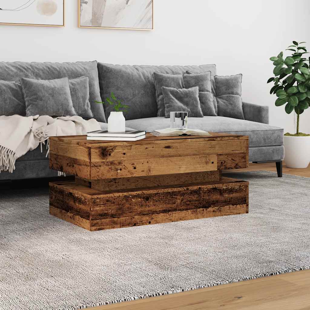 Stolić za kavu s LED svjetlima boja starog drva 90 x 50 x 40 cm