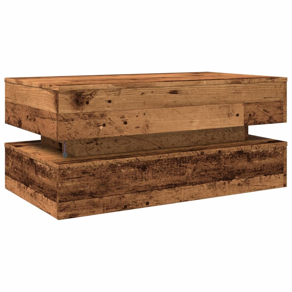 Stolić za kavu s LED svjetlima boja starog drva 90 x 50 x 40 cm