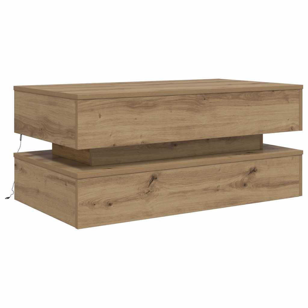 Stolić za kavu s LED svjetlima boja hrasta artisan 90x50x40 cm