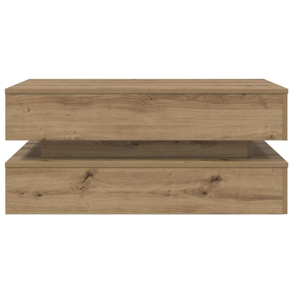 Stolić za kavu s LED svjetlima boja hrasta artisan 90x50x40 cm
