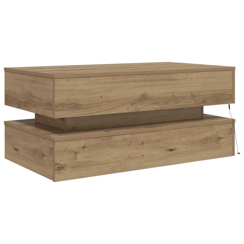 Stolić za kavu s LED svjetlima boja hrasta artisan 90x50x40 cm