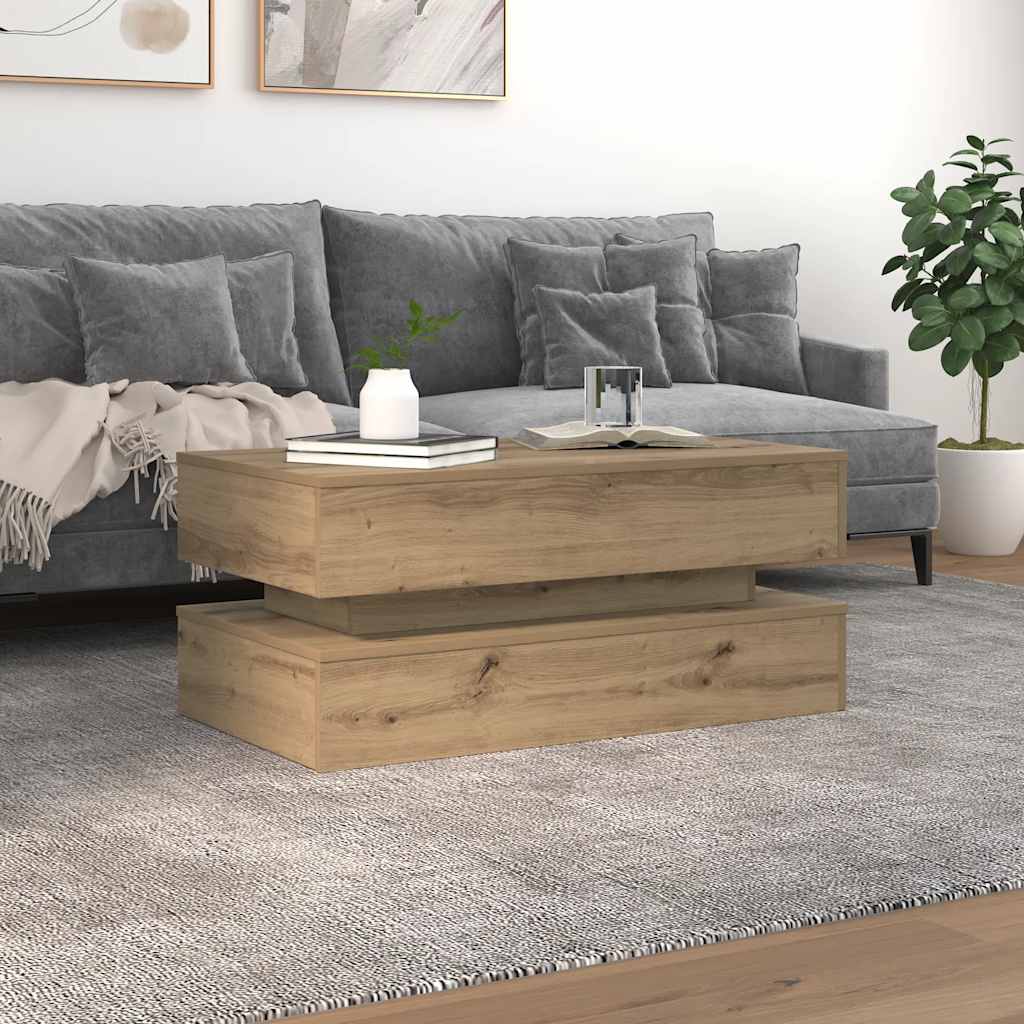 Stolić za kavu s LED svjetlima boja hrasta artisan 90x50x40 cm