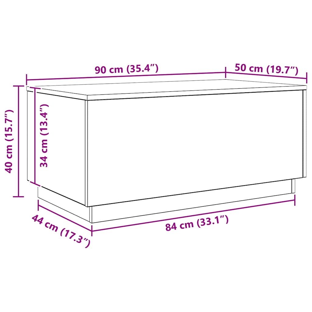 Stolić za kavu s LED svjetlima boja hrasta artisan 90x50x40 cm