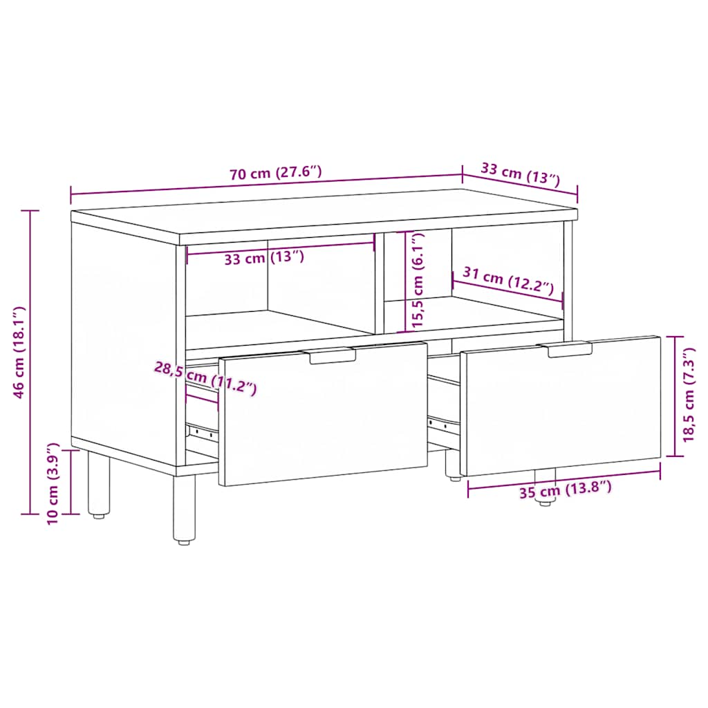 TV ormarić crni 70x33x46 cm od konstruiranog drva