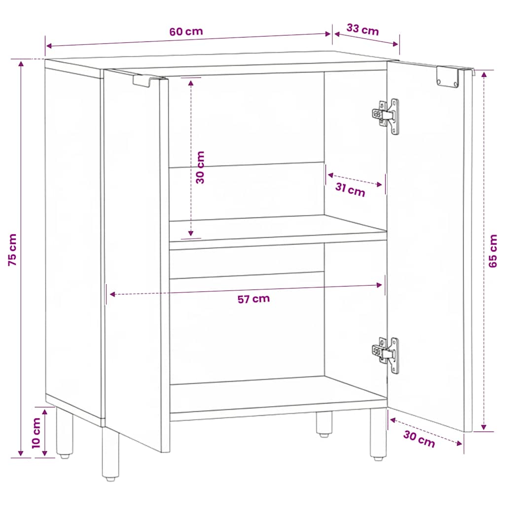 Komoda crna 60 x 33 x 75 cm konstruirano drvo
