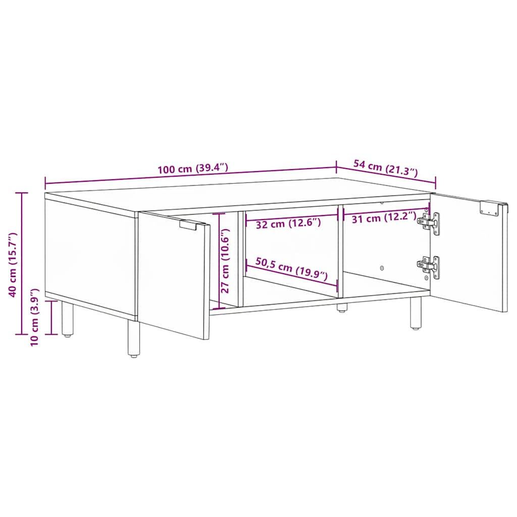 Stolić za kavu crni 100 x 54 x 40 cm od konstruiranog drva