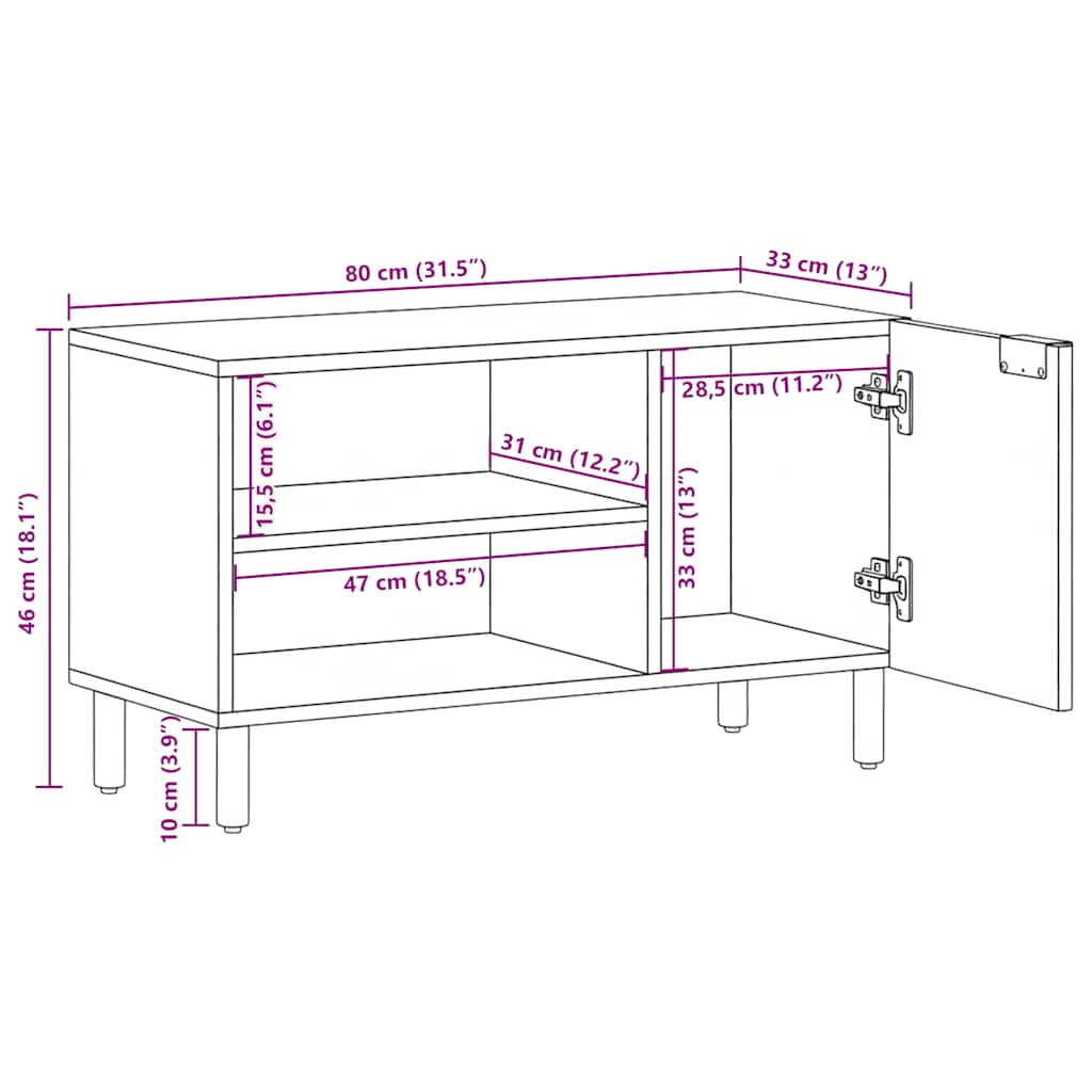 TV ormarić crni 80x33x46 cm od konstruiranog drva