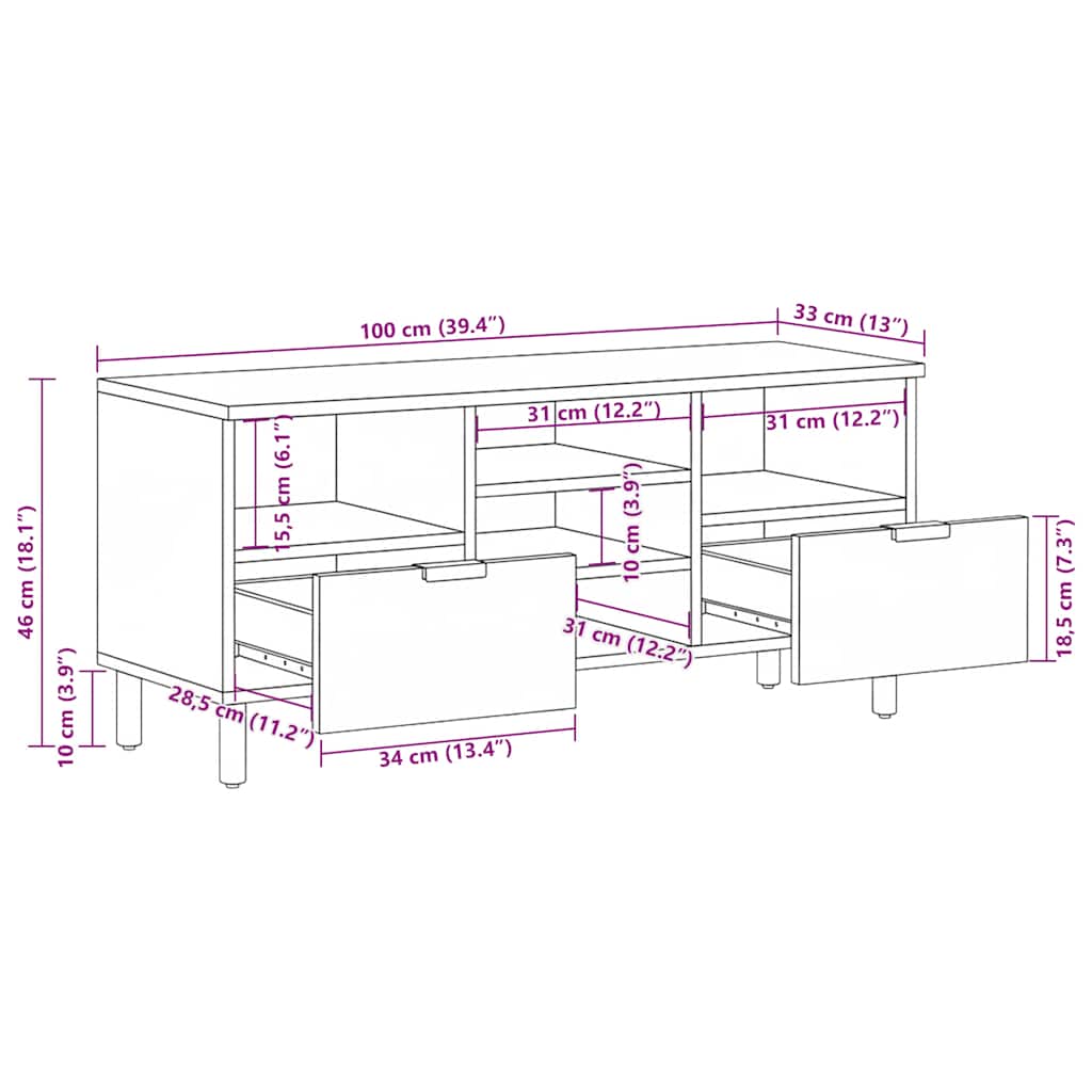TV ormarić crni 100 x 33 x 46 cm od konstruiranog drva