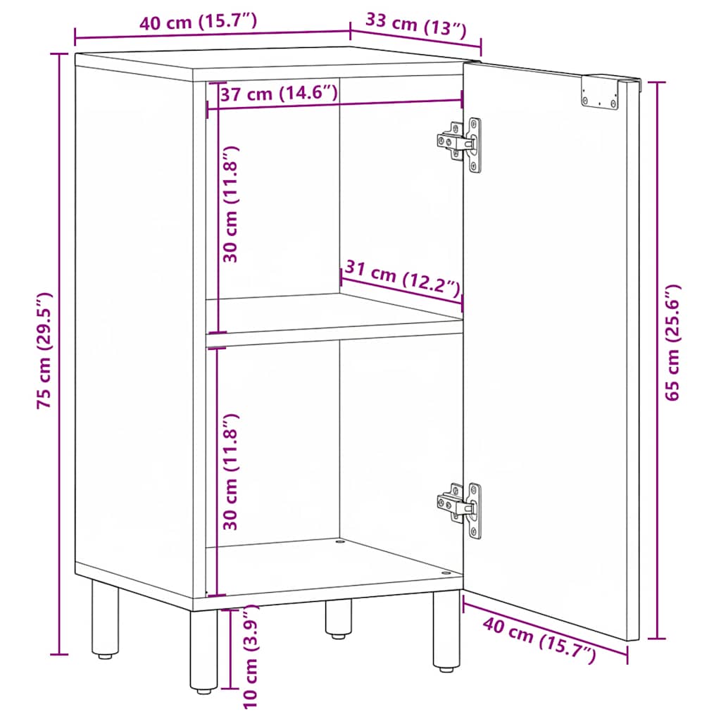 Komoda crna 40x33x75 cm od konstruiranog drva
