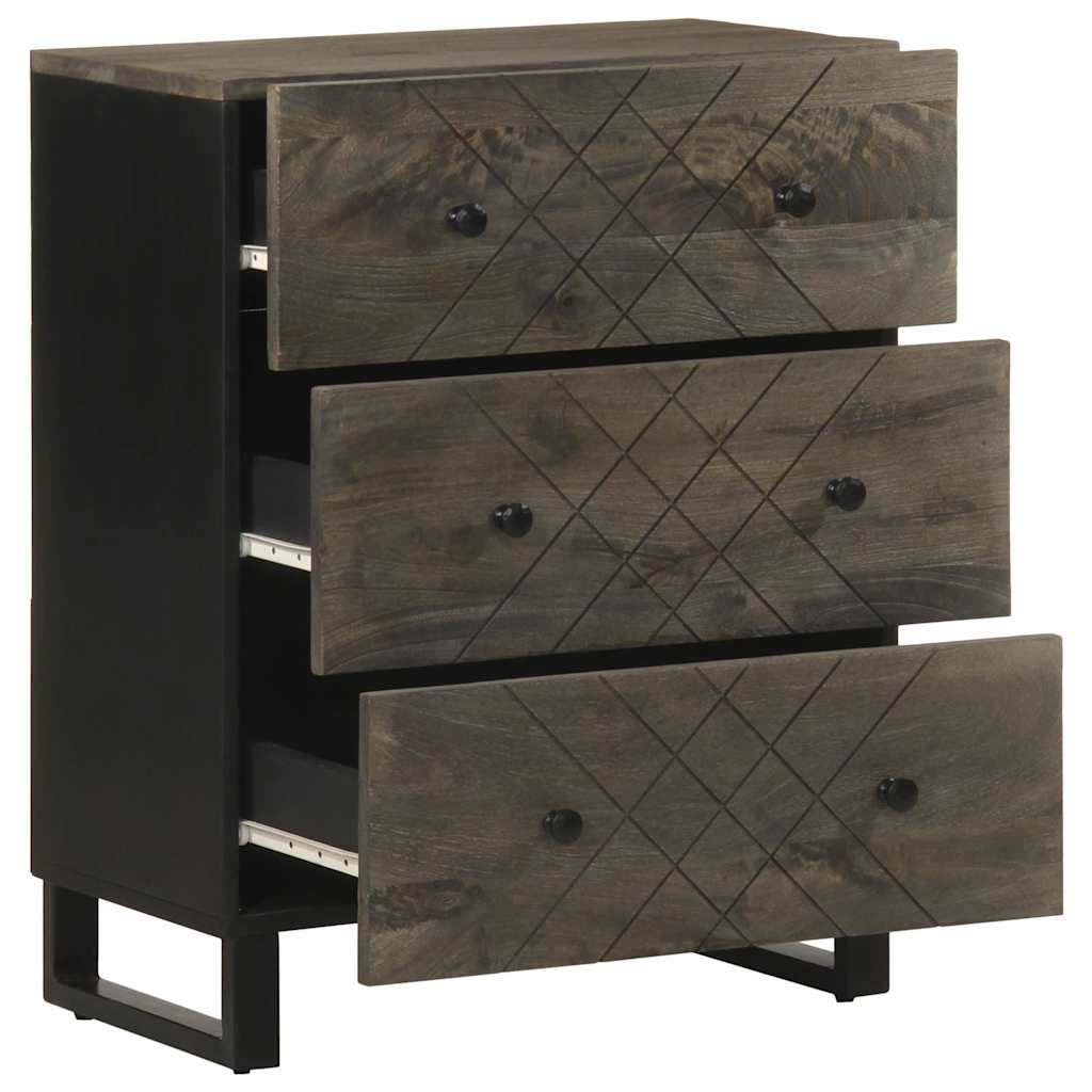 Komoda crna 60x33x75 cm Puno drvo Mango
