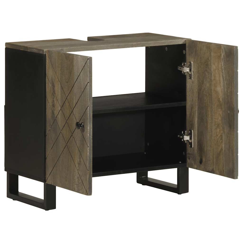 Ormarić za umivaonik crni 62x33x58 cm Puno drvo Mango