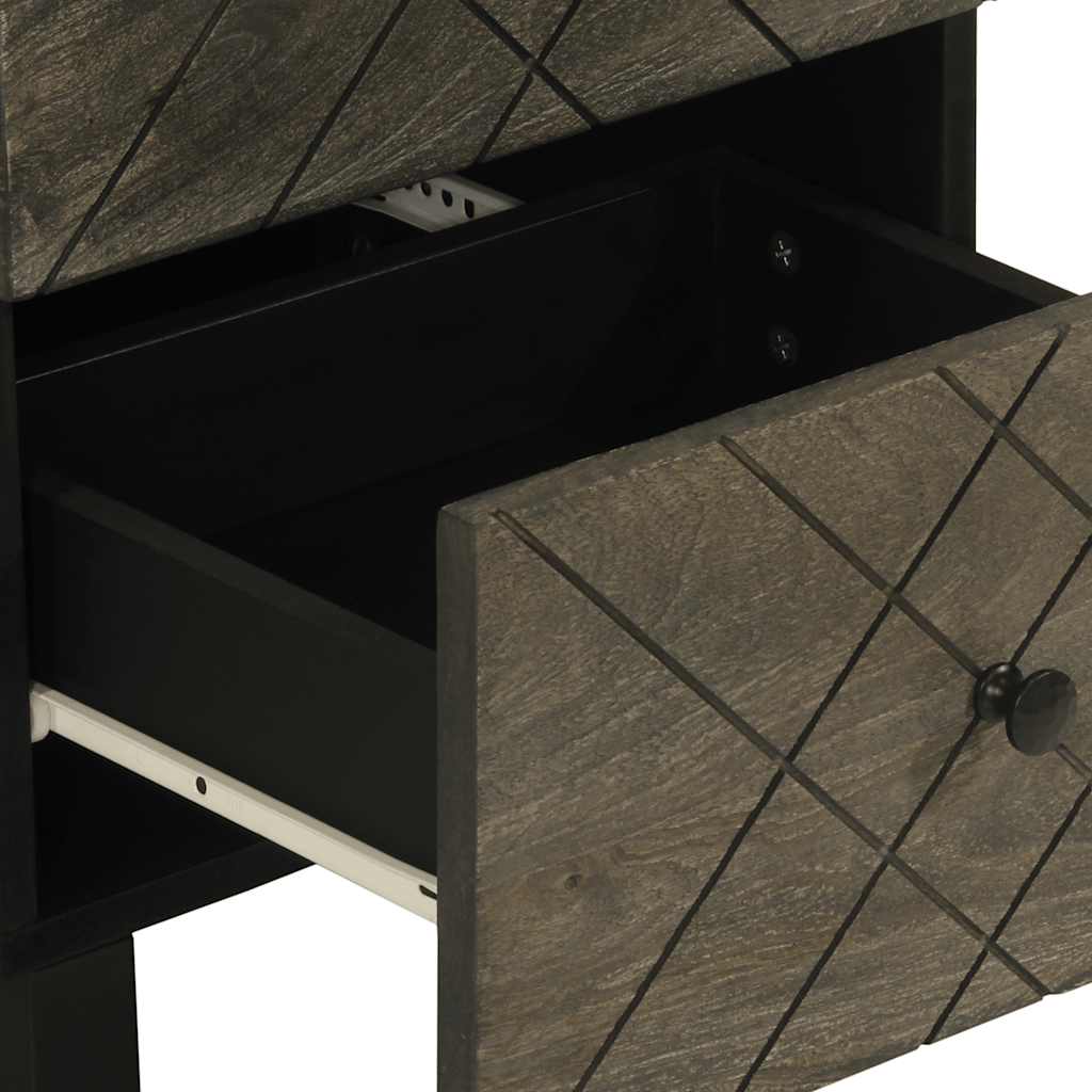 Komoda crna 40x33x75 cm Puno drvo Mango