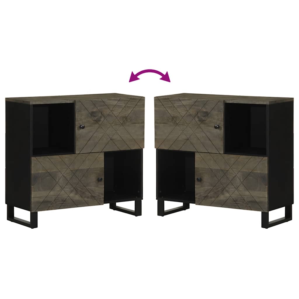 Komoda crna 80x33x75 cm Puno drvo Mango