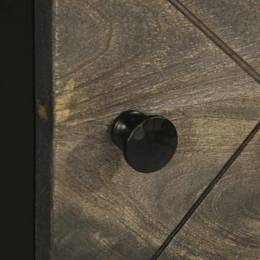 Visoka komoda crna 40 x 33 x 110 cm od masivnog drva manga