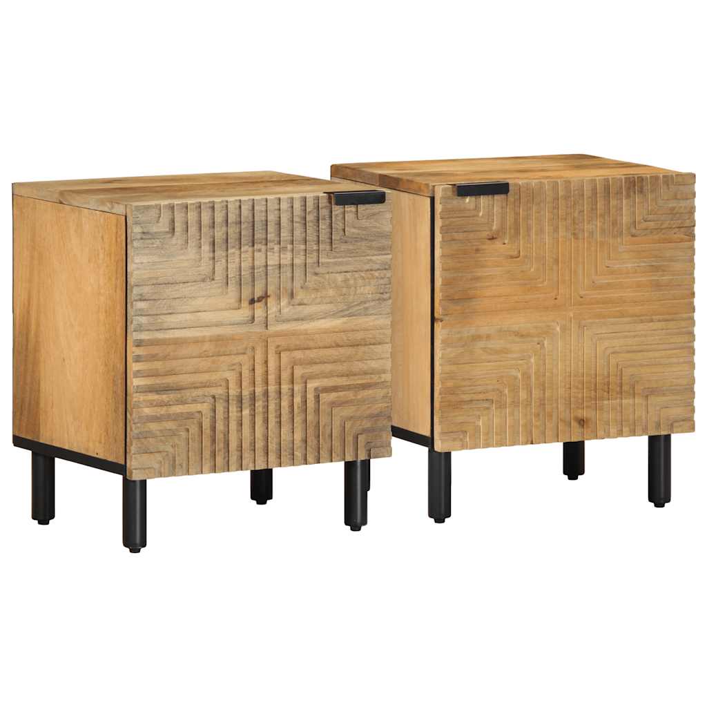 Noćni ormarići 2 kom smeđi 40x33x46 cm Puno drvo Mango