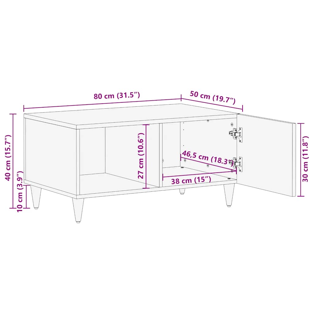 Stol za kavu svijetlo sivi 80x50x40 cm Puno drvo Mango