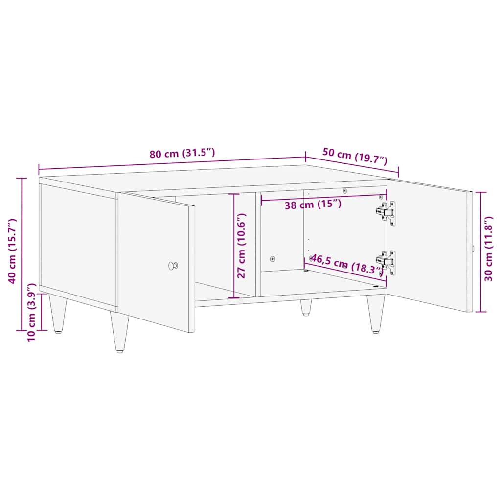 Stol za kavu svijetlo sivi 80x50x40 cm Puno drvo Mango