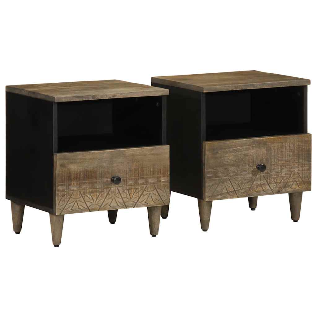 Noćni ormarići 2 kom svijetlo sivi 40x33x46 cm Puno drvo Mango