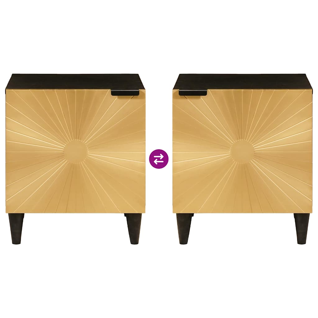 Noćni ormar 2 pcs Crna i zlatna 40 x 33 x 46 cm