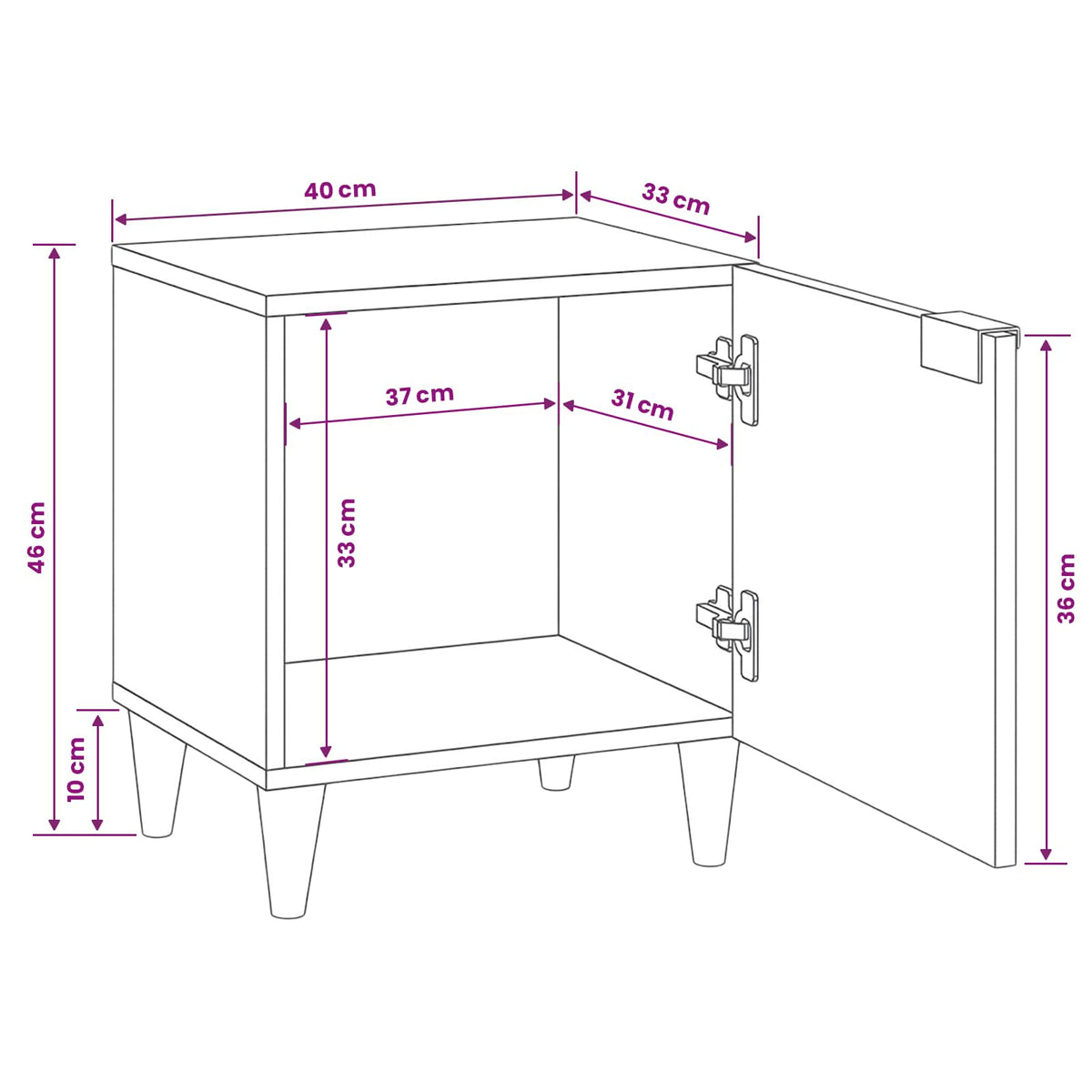 Noćni ormar 2 pcs Crna i zlatna 40 x 33 x 46 cm