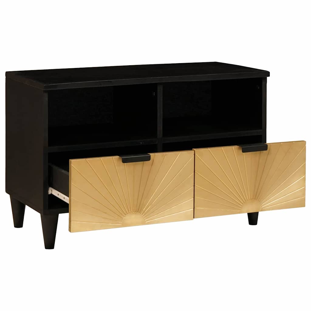 TV ormar Crna i zlatna 70 x 33 x 46 cm Konstruirano drvo